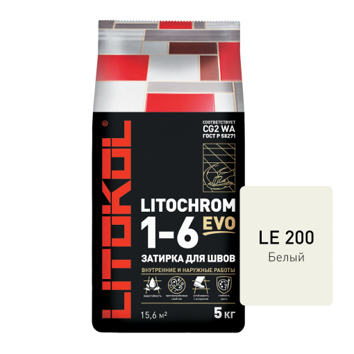 фото LITOCHROM 1-6 EVO LE.200 белый алюм.мешок 5 кг КЕРАМА МАРАЦЦИ