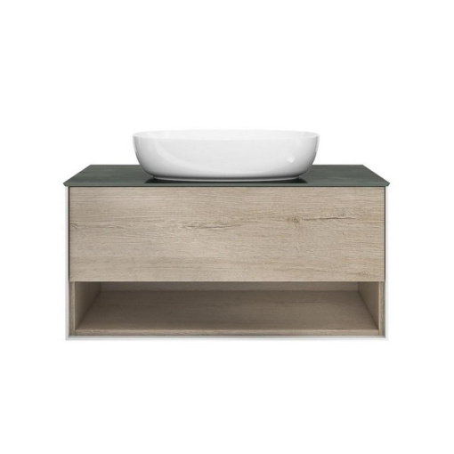 фото PLB.M.100.1/OAK.O Тумба Plaza Modern/Плаза Модерн подвесная 100 дуб орегон 1 ящик + полка КЕРАМА МАРАЦЦИ