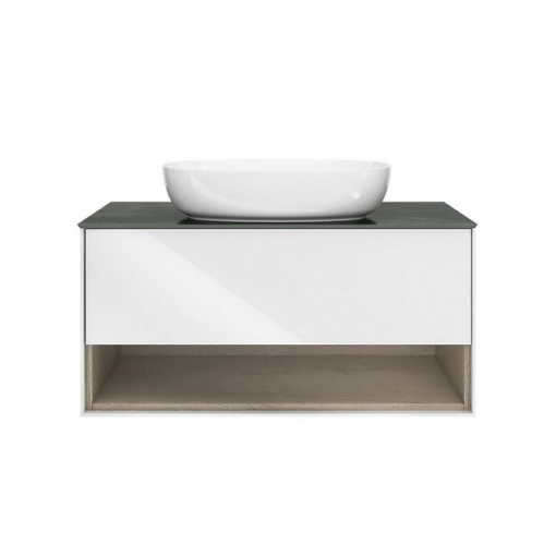 фото PLB.M.100.1/WHT Тумба Plaza Modern/Плаза Модерн подвесная 100 белый 1 ящик + полка КЕРАМА МАРАЦЦИ