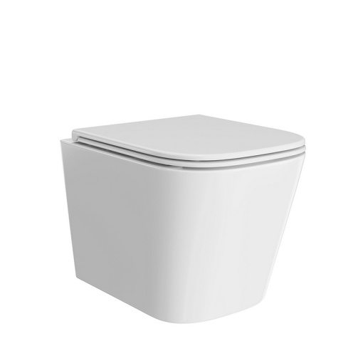 фото CU.wc.02 Унитаз Cubo/Кубо подвесной безободковый с крепежом и сиденьем, белый глянцевый КЕРАМА МАРАЦЦИ