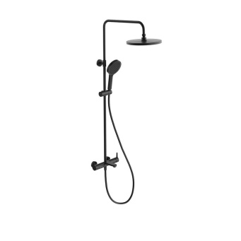 фото Душевая колонна FONTE на 3 потока с фиксированным изливом и механическим смесителем, черный матовый КЕРАМА МАРАЦЦИ