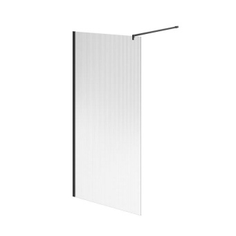 фото CT.100.WI.BLK.M Душевая перегородка CRISTALLO с рифленым стеклом, 100х210, матовый черный КЕРАМА МАРАЦЦИ