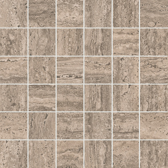 фото KMD2MSA010GR Про Травертин декор мозаичный бежевый тёмный матовый обрезной 30x30x0,9 керамогранит КЕРАМА МАРАЦЦИ