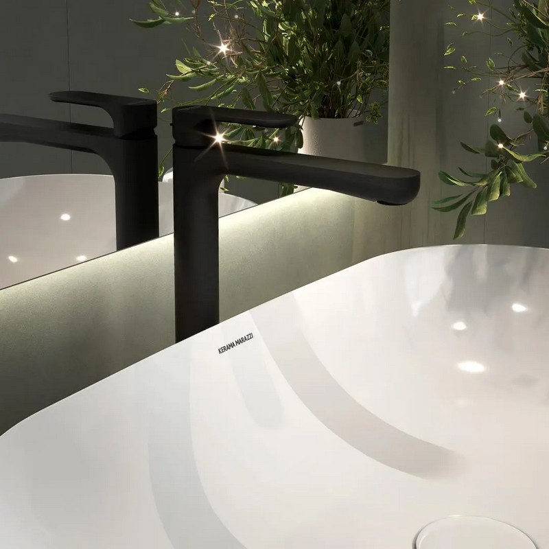 Смеситель для раковины OLE однорычажный высокий без донного клапана, матовый черный КЕРАМА МАРАЦЦИ фото Смеситель для раковины OLE однорычажный высокий без донного клапана, матовый черный КЕРАМА МАРАЦЦИ