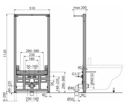 A105/1120 Инсталляция для биде высота 112 см КЕРАМА МАРАЦЦИ фото A105/1120 Инсталляция для биде высота 112 см КЕРАМА МАРАЦЦИ
