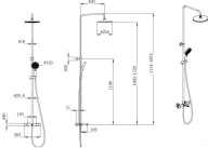 фото Душевая колонна FONTE на 3 потока с фиксированным изливом и термостатическим смесителем, черный матовый КЕРАМА МАРАЦЦИ