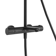 фото Душевая колонна FONTE на 3 потока с фиксированным изливом и термостатическим смесителем, черный матовый КЕРАМА МАРАЦЦИ