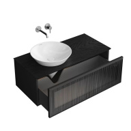 фото IC.100.1/BLK Тумба ICONICO подвесная 100 с рифленым стеклом, 1 ящик, черная КЕРАМА МАРАЦЦИ