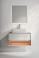 фото KMPMCb100MSh1 Тумба Plaza Modern/Плаза Модерн подвесная 100, нажимное открывание, 1 ящик, подсветка, белая матовая+сахара КЕРАМА МАРАЦЦИ