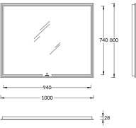 фото MIO.mi.100/WHT Зеркало MIO прямоугольное с диммером 100, белое КЕРАМА МАРАЦЦИ