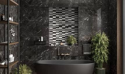 Черно-белая мозаика «Тубкаль»: как контраст мрамора работает в интерьере